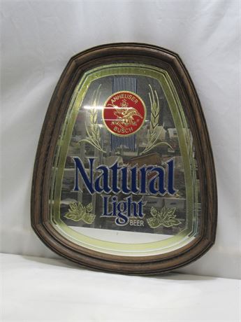 Vintage Barware - Anheuser Busch Natural Light - Beer Advertising Sign/Mirror