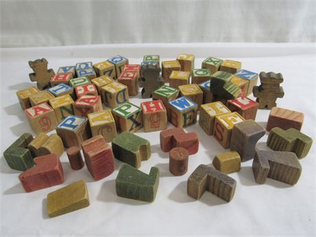Vintage Wood Alphabet/Building Block Lot