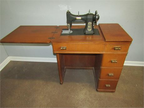 Antique "White" Sewing Machine and Cabinet, with all Drawer Contents !