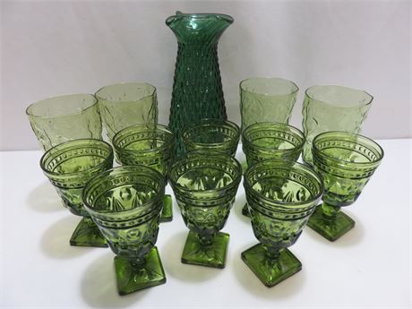 Assorted Avacado Green Glassware