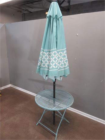 Metal Patio Table & Umbrella
