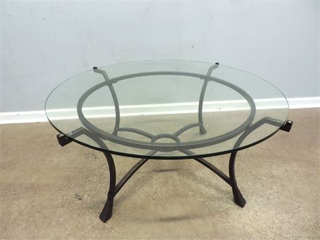 Metal Base Coffee Table / Glass Top
