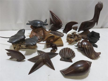 Decorative Wooden Sea Animal/Shell Sculptures