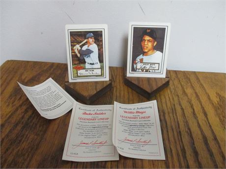 1990 Hamilton Collection Porcelain Cards, Willie Mays and Duke Snider