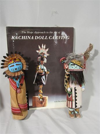 Hopi Kachina Signed Dolls "Nequatewa" and Hopi Indian Identification Book,