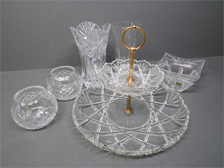 Crystal & Glass Tableware w/Waterford Dish