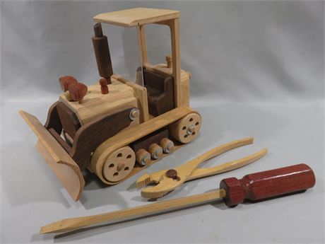 Handmade Wooden Bulldozer