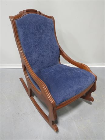 Blue Velvet Rocking Chair