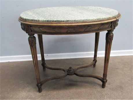 Antique French Louis XVI Style Oval Marble Top Table