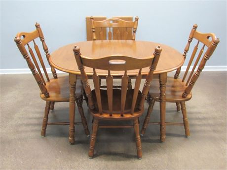 Oval Dining Table with 4 Chairs and 2 Leaves