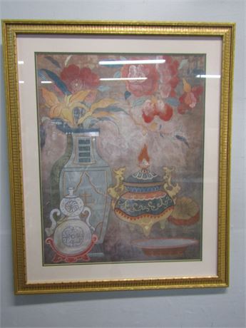 Large Asian Print, Professionally Framed in Gold by J.B. Tava