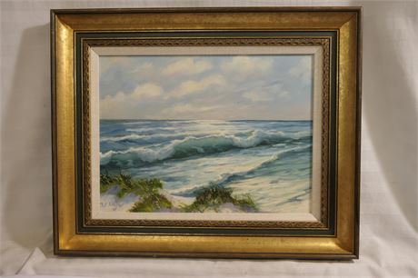 Wonderful Vintage Oil on Canvas of Seascape by M.C.Waite