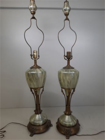 Vintage Green Glass Lamps