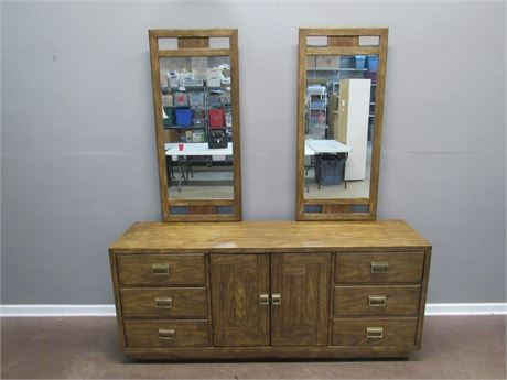 Vintage Drexel Heritage Woodbriar Collection Dresser with 2 Mirrors