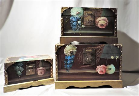 Set of Hand Painted Treasure Chests