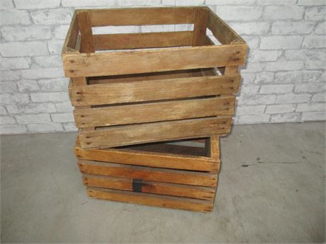 2 Early American Wooden Box Crates