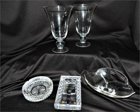WATERFORD Crystal Vases / Diamond Crown Cigar Ashtray