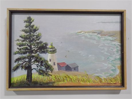 Ruthe Pearlman "Pemiquid Lighthouse" Oil Painting