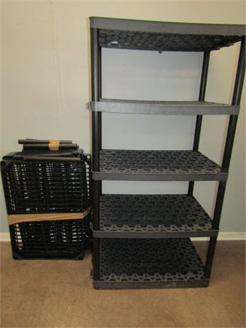 Black Stackable Storage Racks with Extra Platform and Pieces