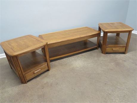 BROYHILL Oak 3-Piece Table Set