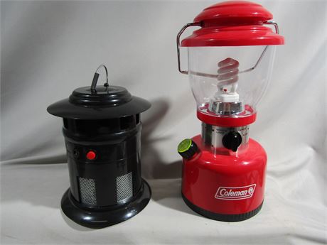 Coleman Red Camping Lamp and Vortex Electric Insect Trap