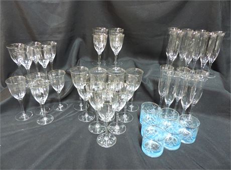 Vintage Blue Frosted Glass Lot