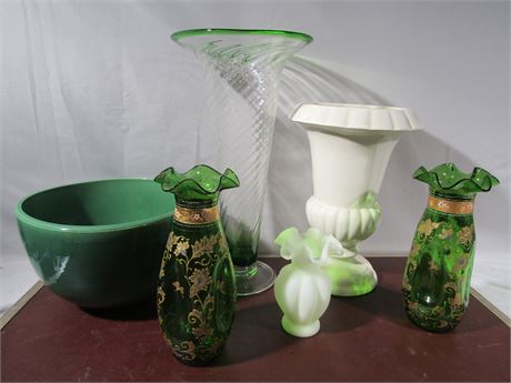 Vintage Unique Glass and Ceramic Vases and Bowls