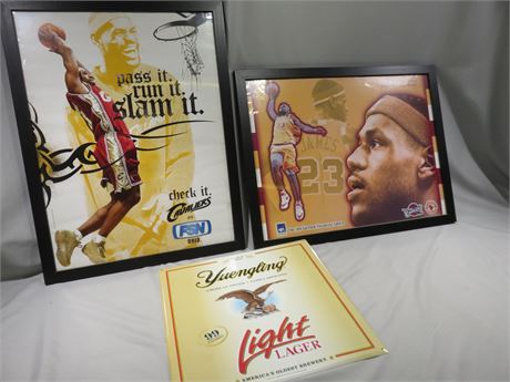 LEBRON JAMES Framed Posters & Yuengling Metal Sign