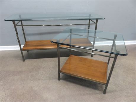 Wrought Iron Glass Top Table Set