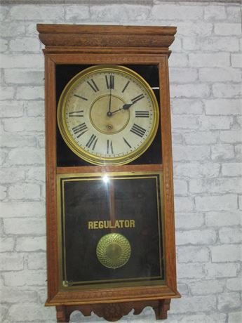 Antique Sessions Store Time Wall Regulator Clock 8-Day, Key-wind