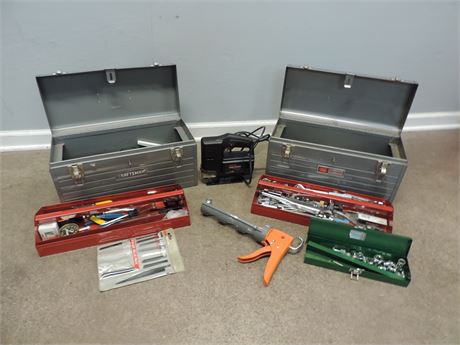 Two Metal Craftsman Toolboxes / Tools / Sabre Saw