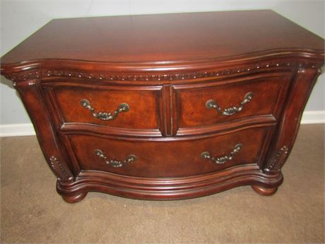 Vintage 3 Drawer Solid Wood Chest with Decorative Trim
