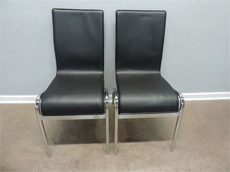 Pair of Modern Faux Leather Side Chairs