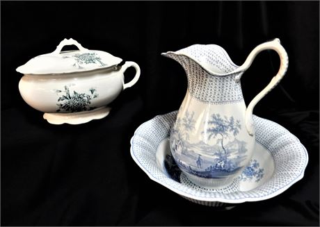 Vintage W. S. George Covered Chamber Pot and more