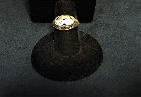 14 Kt Gold European Cut Diamond Ring