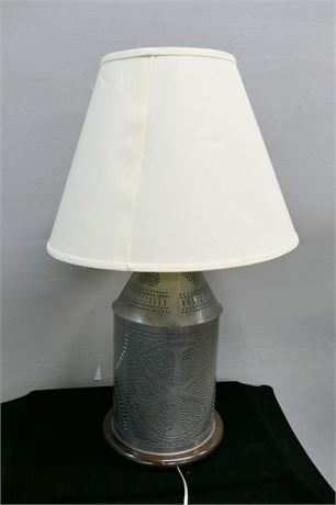 Early American Style Perforated Tin Table Lamp