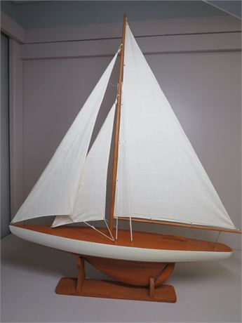Wooden Sailboat Model Display