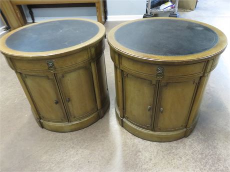 Leather Top Drum Tables