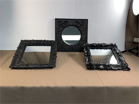 3 Decorative Ornate Border Square Sturdy Mirrors