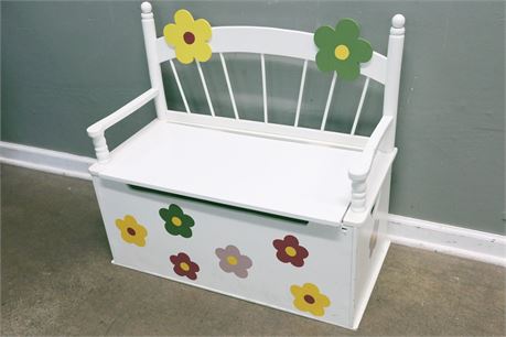Child's Storage Bench, Floral, Painted