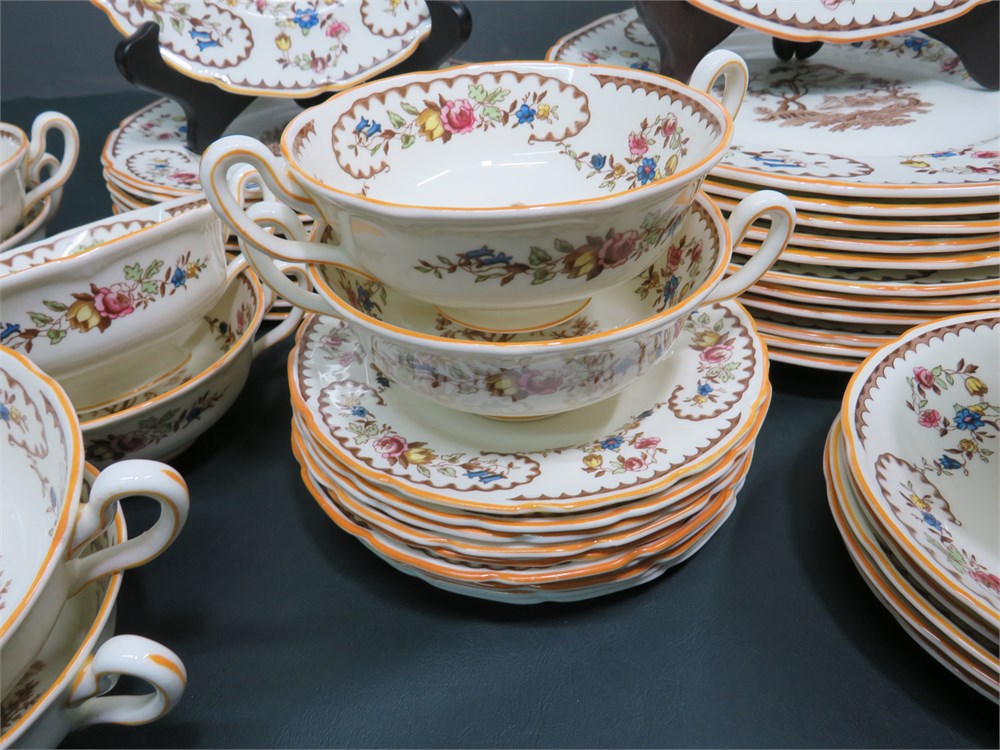 Vintage 1930s Royal Doulton The Beaufort China Dinnerware Set – Multi-Color, Pre-WWII