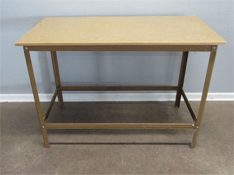 Workbench with Metal Legs and Wood Top