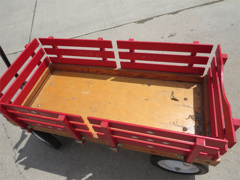 Transitional Design Online Auctions - Diamond Racer Red Wooden Wagon