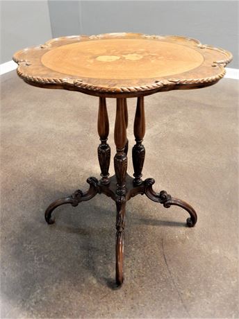 Mid-Century Vintage Inlaid Wood Accent Table