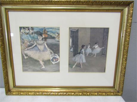 2 Edgar Degas Dancers, Gallery Wrapped Canvas Print, Gold Framed