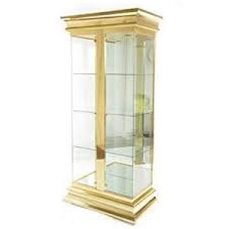 Tall Mastercraft Style Brass and Glass Shelf Display Unit