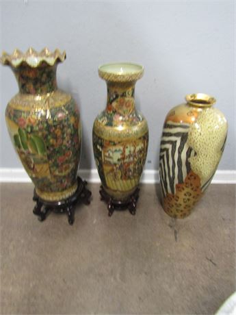 Vintage Asian Satsuma Style Vases
