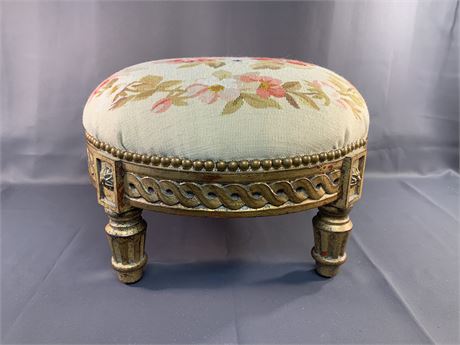 Embroidered Upholstered Footstool
