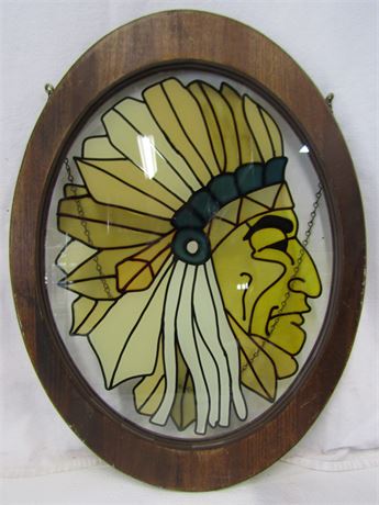 Faux Indian Head Glass Window Art