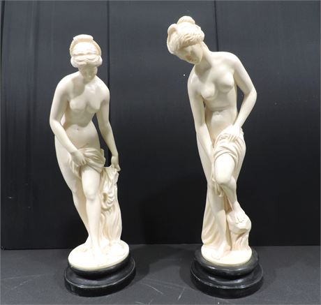 Signed A. SANTINI Marble Statues